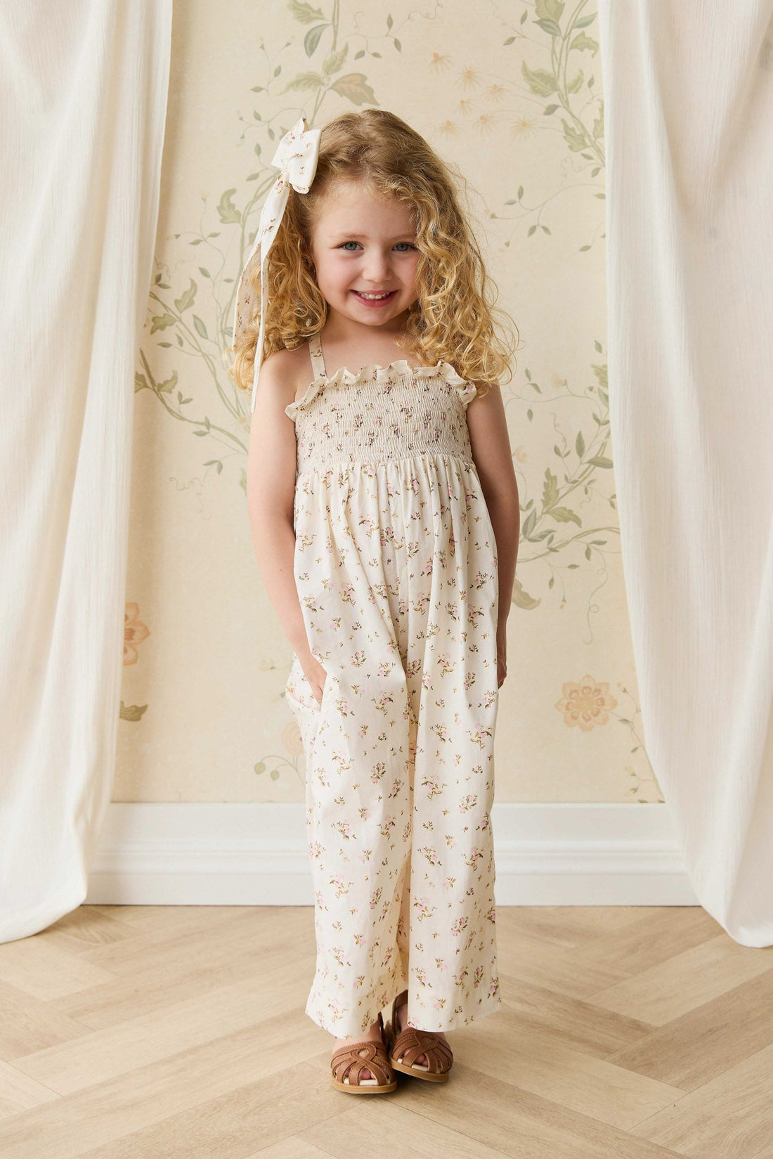 Organic Cotton Arabella Jumpsuit - Bianca Antique Childrens Jumpsuit from Jamie Kay USA