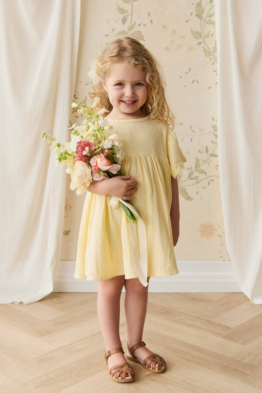 Organic Cotton Muslin Phillipa Dress - Sunshine Childrens Dress from Jamie Kay USA