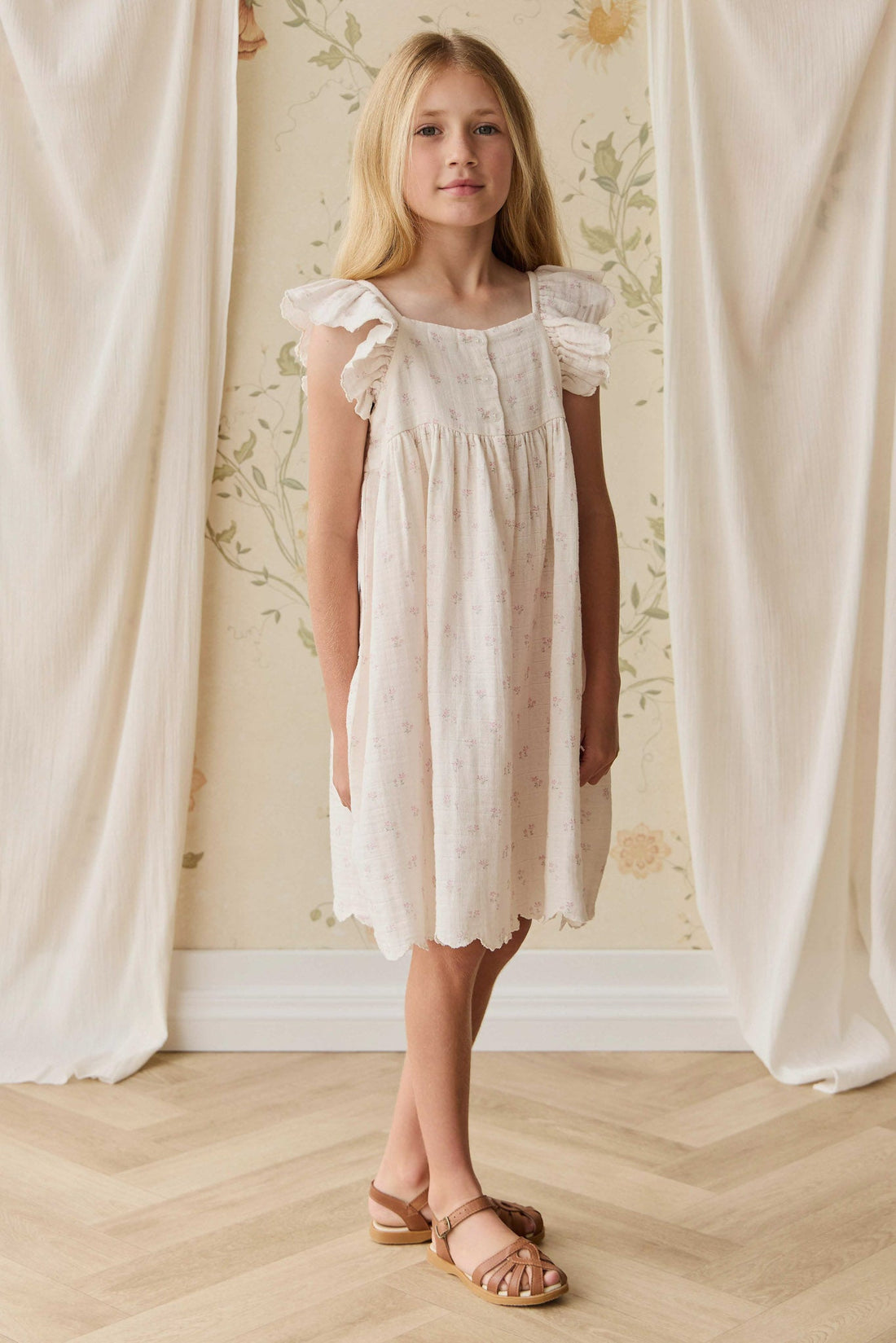 Organic Cotton Muslin Annalise Dress - Pauline Pink Childrens Dress from Jamie Kay USA