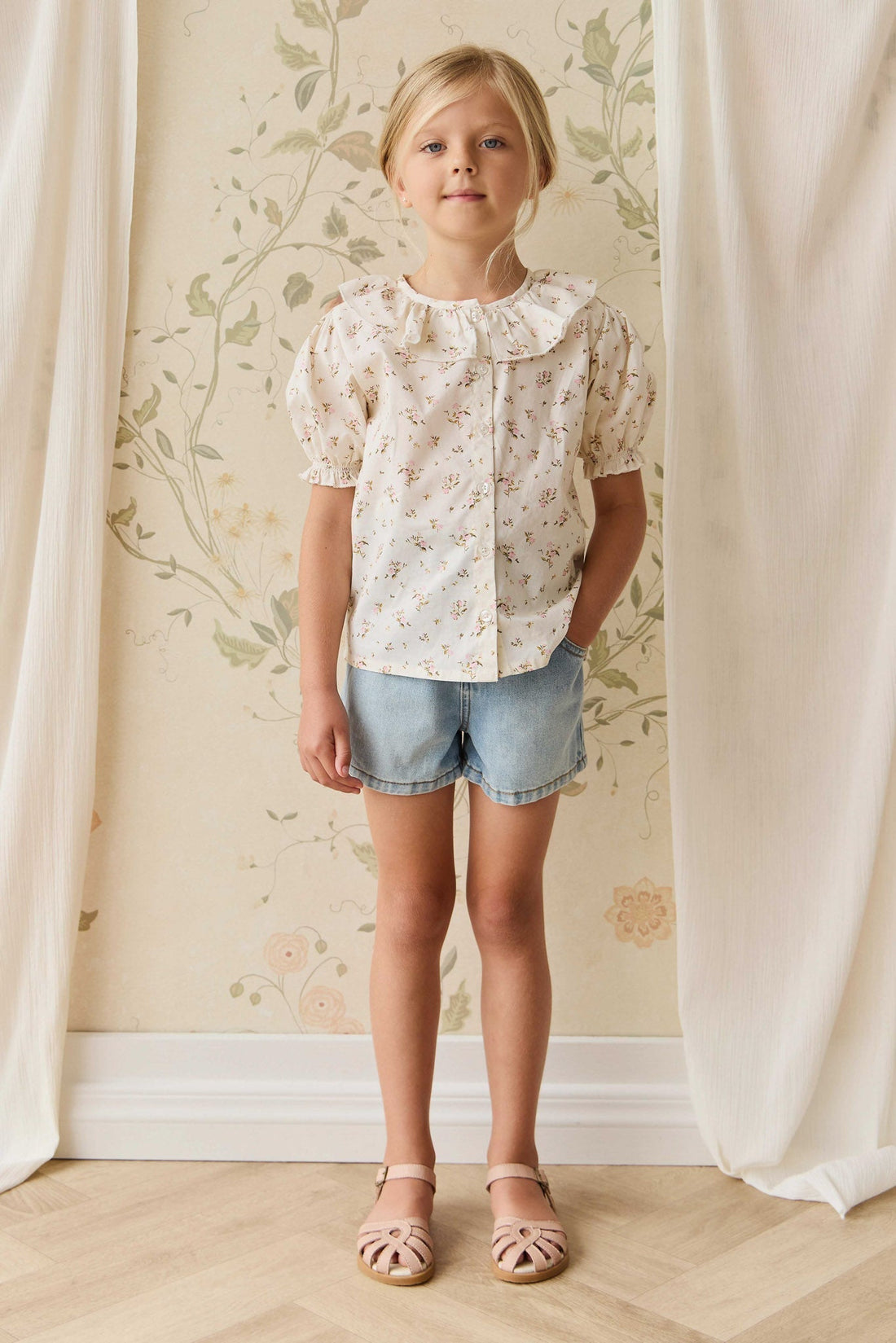 Kora Short - Antique Blue Childrens Short from Jamie Kay USA