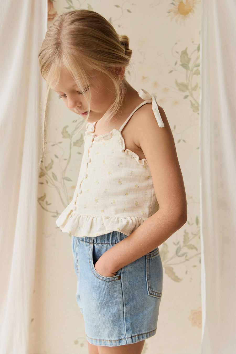 Kora Short - Antique Blue Childrens Short from Jamie Kay USA