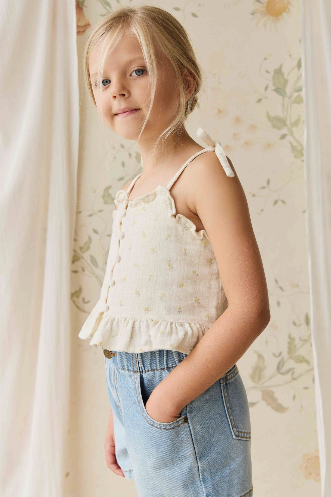 Organic Cotton Muslin Mirabel Top - Vintage Ditsy Childrens Top from Jamie Kay USA