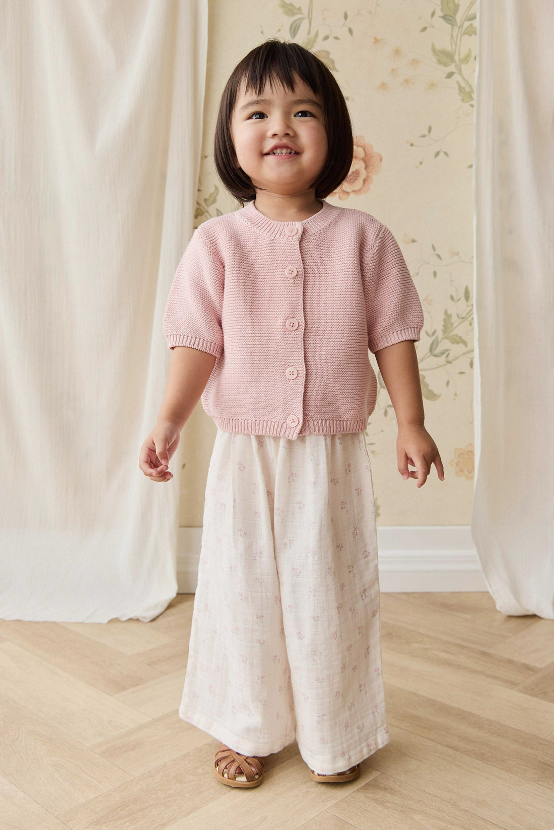 Organic Cotton Muslin Odette Pant - Pauline Pink Childrens Pant from Jamie Kay USA