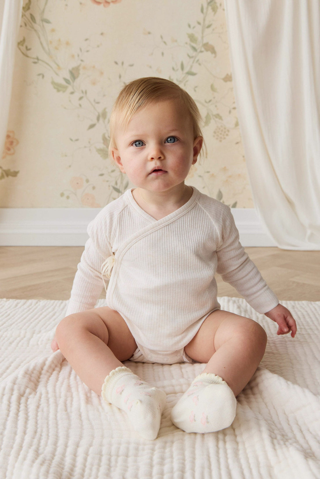 Organic Cotton Modal Marina Long Sleeve Bodysuit - Icing Marle Childrens Bodysuit from Jamie Kay USA