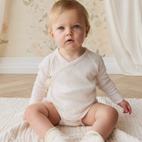 Organic Cotton Modal Marina Long Sleeve Bodysuit - Icing Marle Childrens Bodysuit from Jamie Kay USA