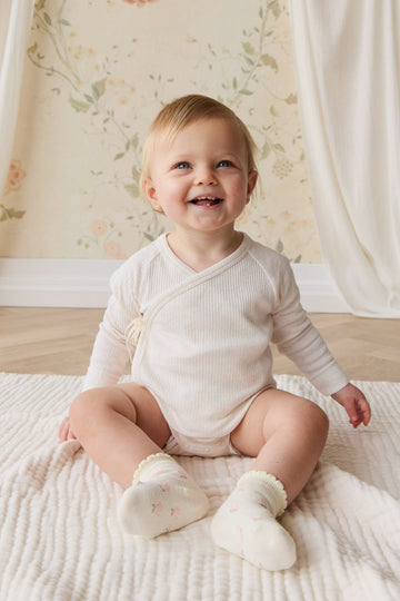 Organic Cotton Modal Marina Long Sleeve Bodysuit - Icing Marle Childrens Bodysuit from Jamie Kay USA