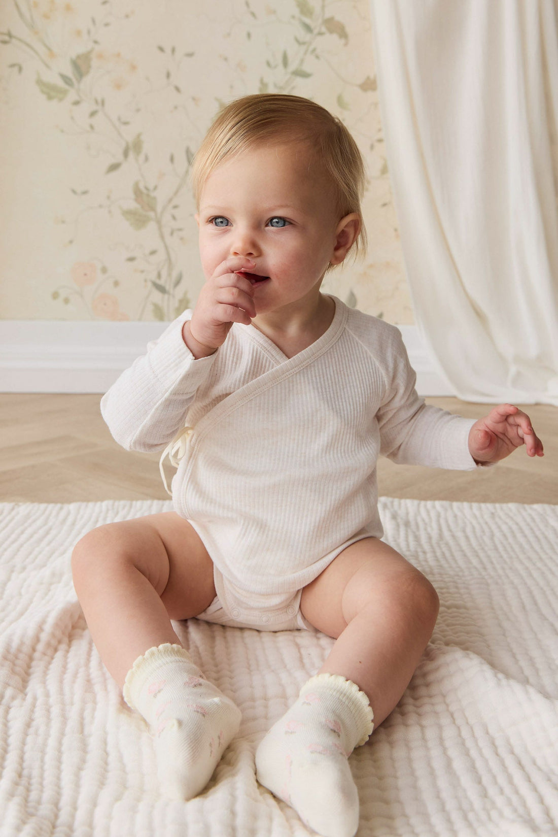 Organic Cotton Modal Marina Long Sleeve Bodysuit - Icing Marle Childrens Bodysuit from Jamie Kay USA