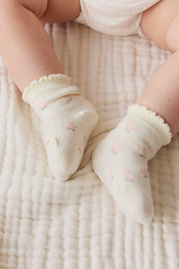 Maya Jacquard Sock - Egret Childrens Sock from Jamie Kay USA