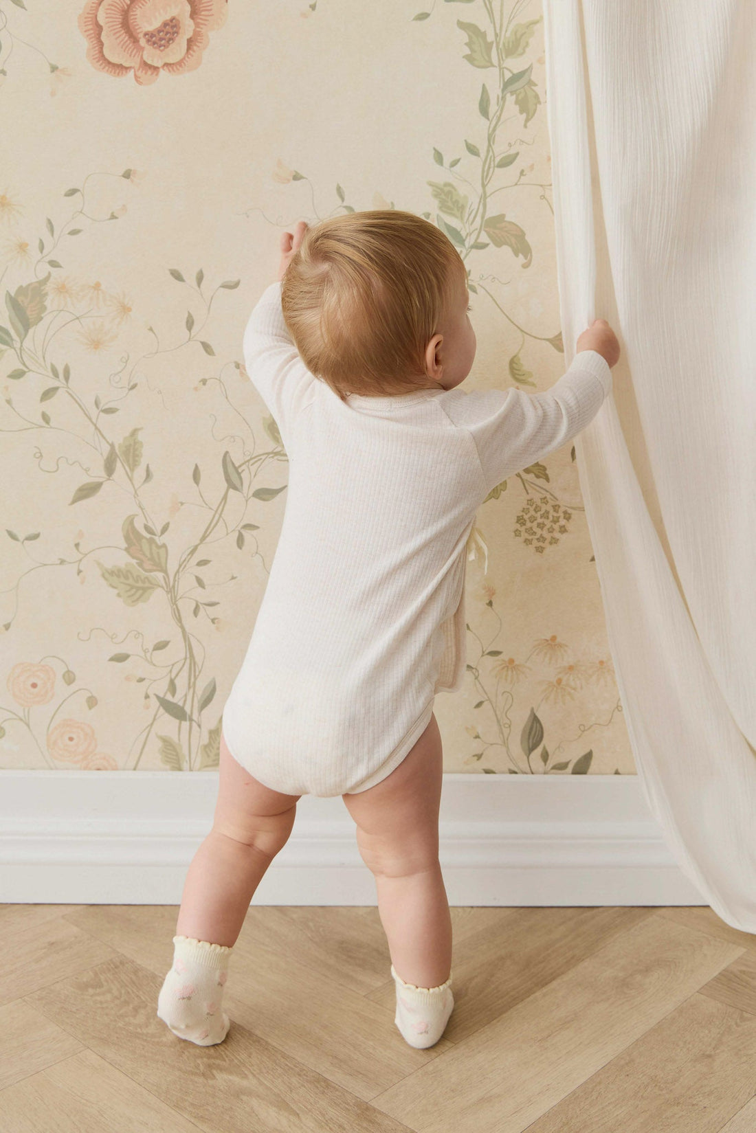 Organic Cotton Modal Marina Long Sleeve Bodysuit - Icing Marle Childrens Bodysuit from Jamie Kay USA