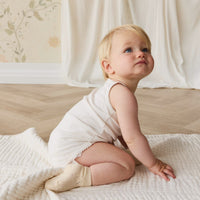 Organic Cotton Modal Singlet Bodysuit - Parchment Childrens Bodysuit from Jamie Kay USA