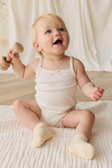 Organic Cotton Modal Singlet Bodysuit - Parchment Childrens Bodysuit from Jamie Kay USA
