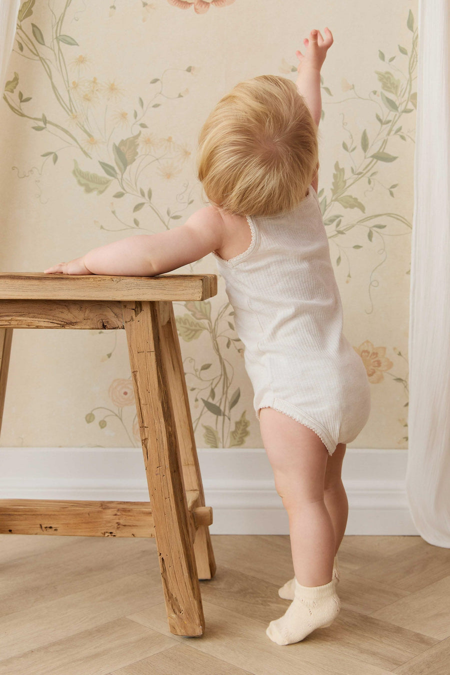 Organic Cotton Modal Singlet Bodysuit - Parchment Childrens Bodysuit from Jamie Kay USA