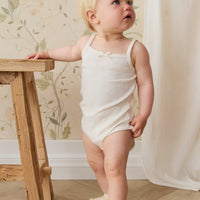 Organic Cotton Modal Singlet Bodysuit - Parchment Childrens Bodysuit from Jamie Kay USA