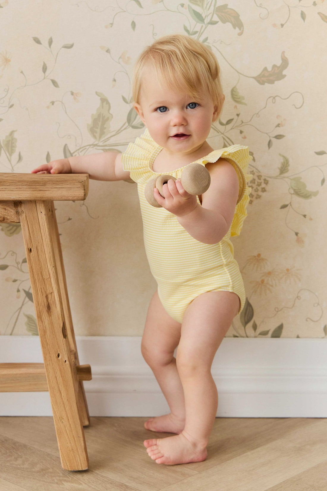 Emmeline Swimsuit - Camomile Stripe Childrens Swimwear from Jamie Kay USA