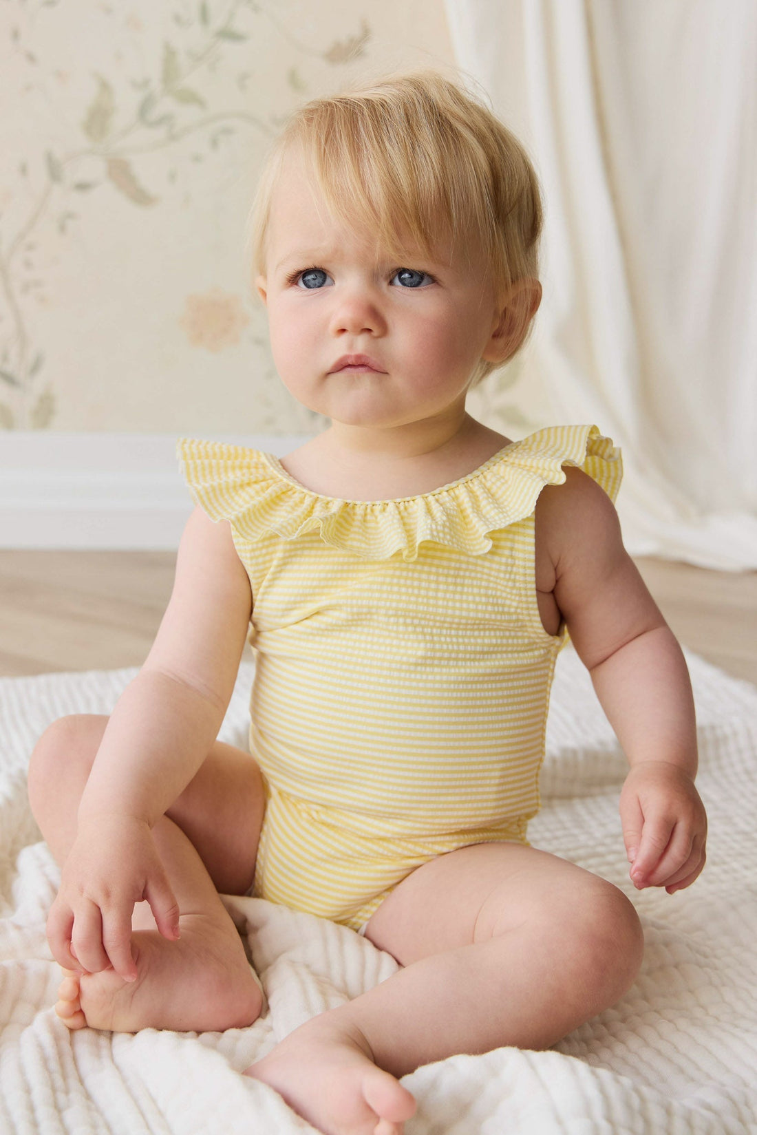 Emmeline Swimsuit - Camomile Stripe Childrens Swimwear from Jamie Kay USA