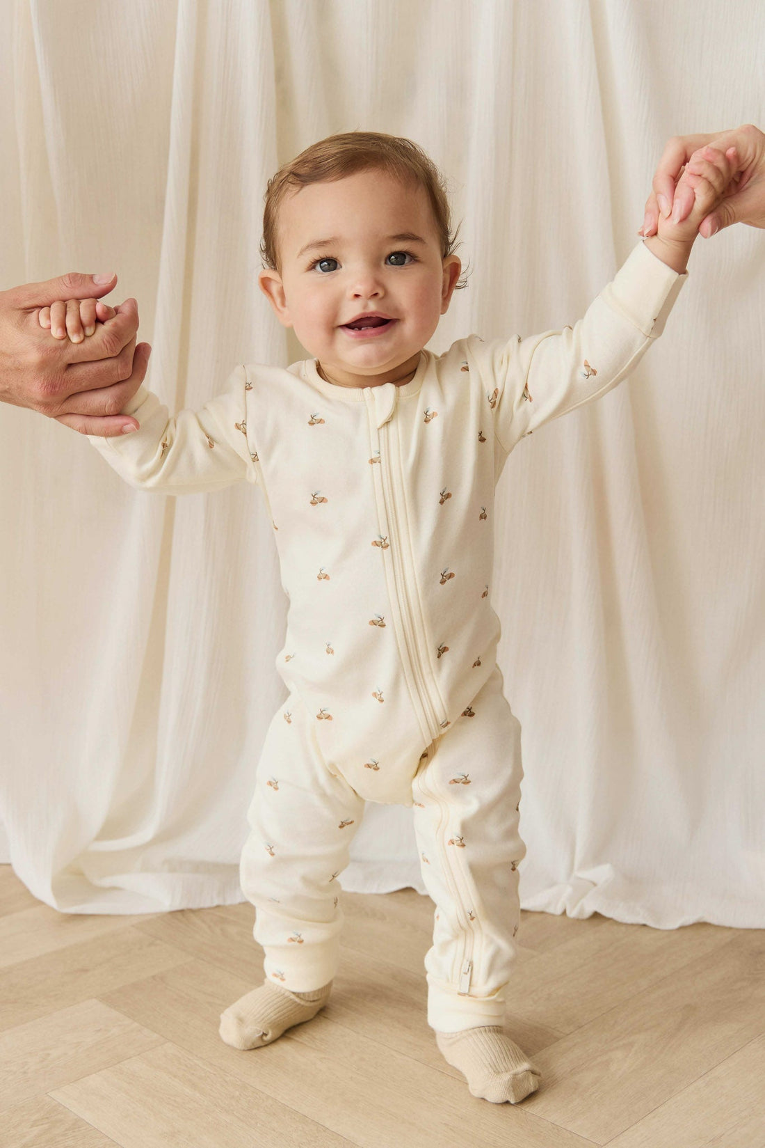 Organic Cotton Reese Zip Onepiece - Forest Night Acorns Childrens Onepiece from Jamie Kay USA