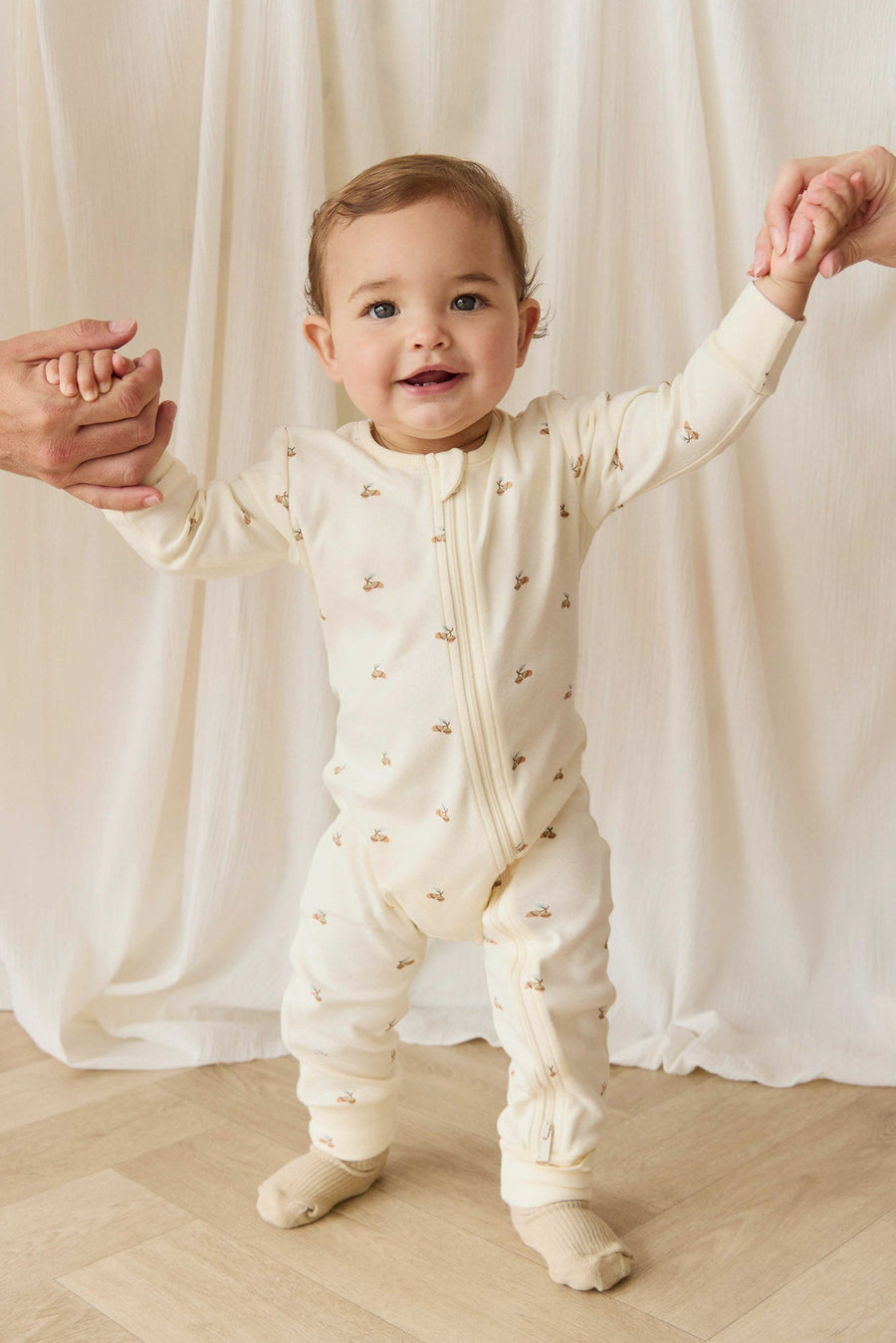 Organic Cotton Reese Zip Onepiece - Forest Night Acorns Childrens Onepiece from Jamie Kay USA