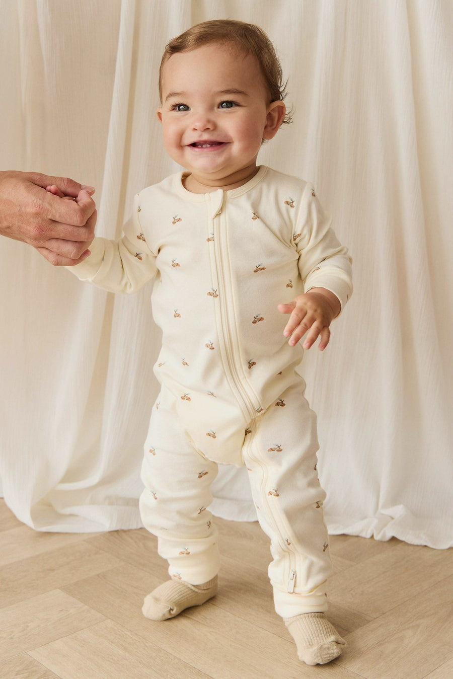 Organic Cotton Reese Zip Onepiece - Forest Night Acorns Childrens Onepiece from Jamie Kay USA