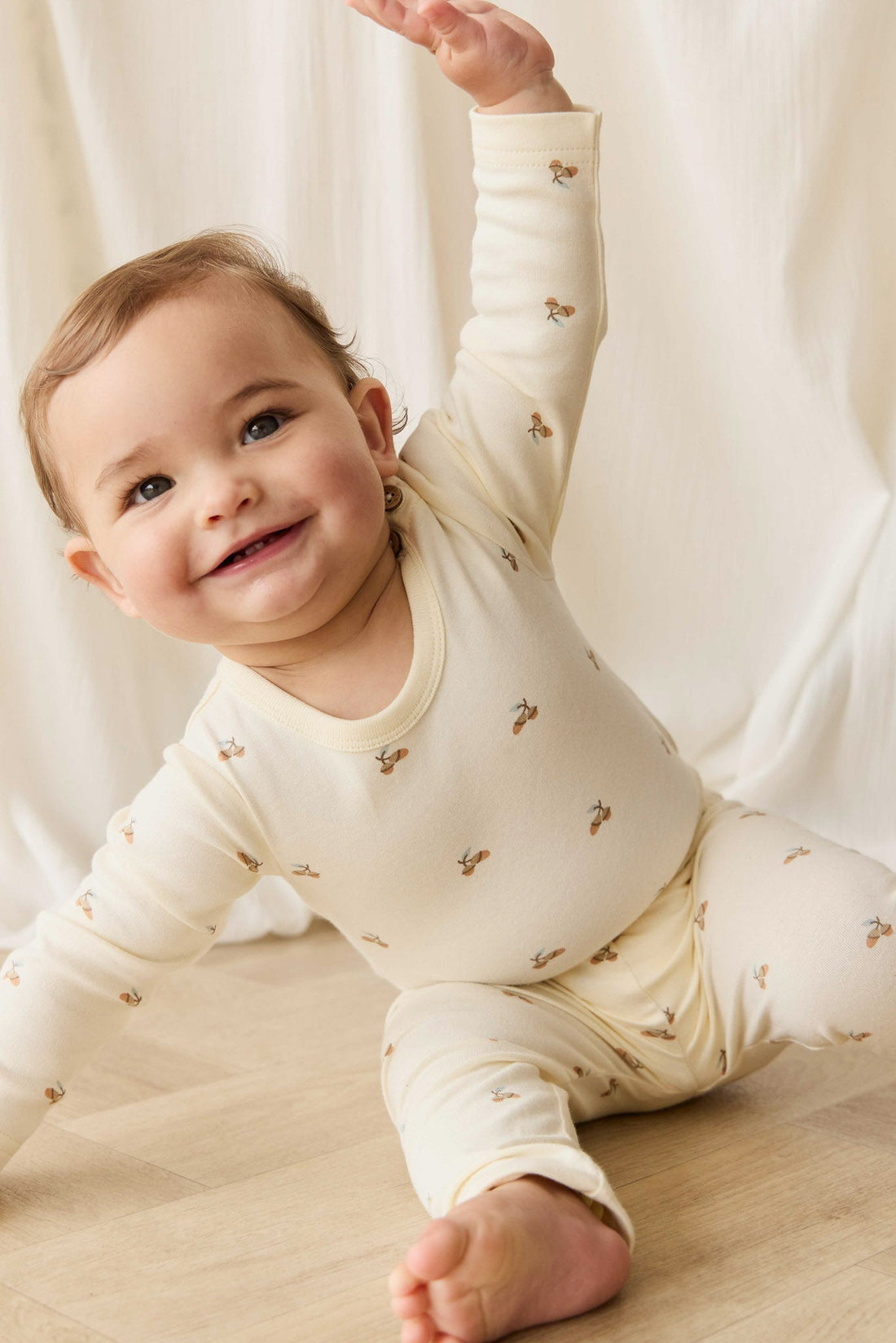 Organic Cotton Fernley Bodysuit - Forest Night Acorns Childrens Bodysuit from Jamie Kay USA