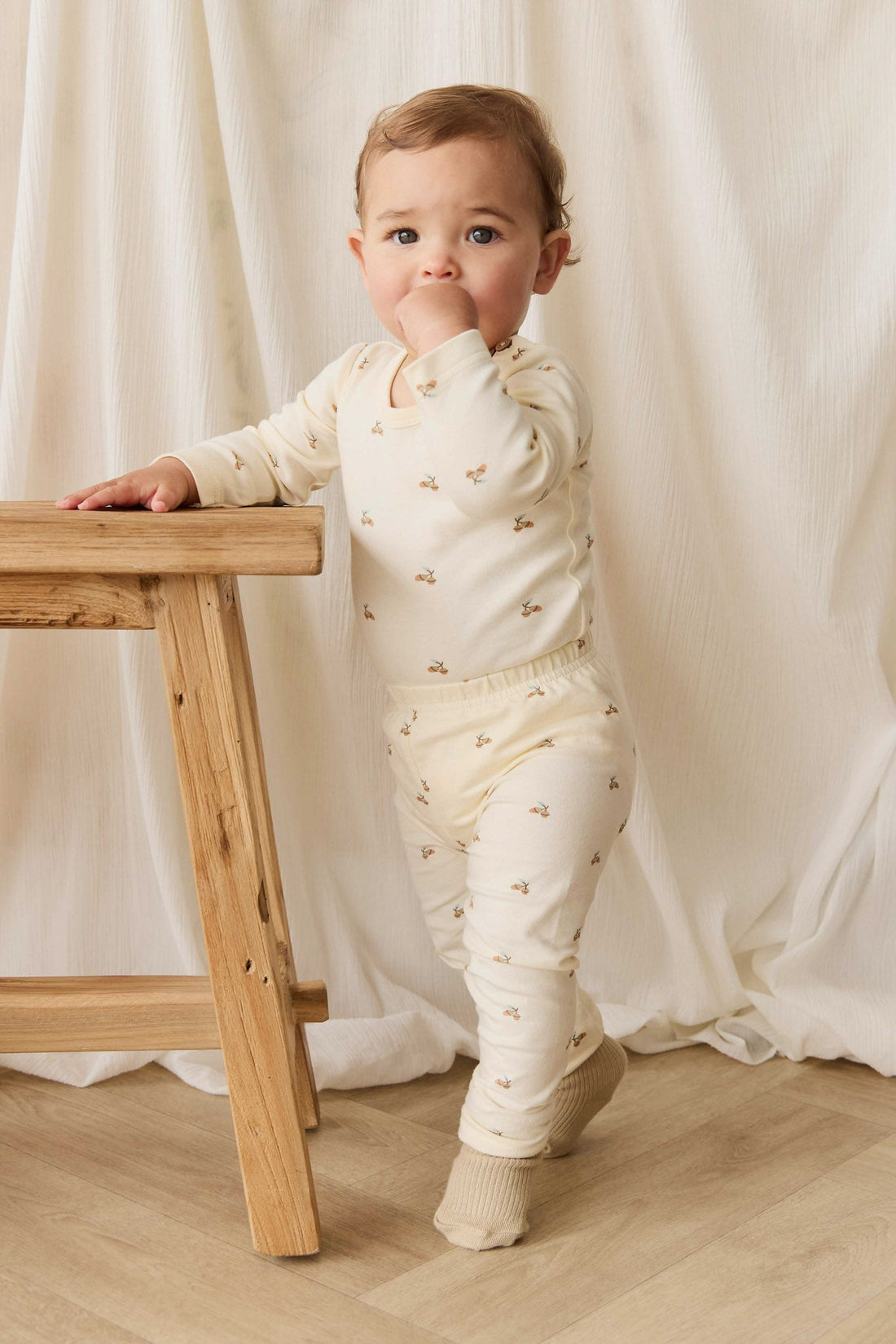 Organic Cotton Everyday Legging - Forest Night Acorns Childrens Legging from Jamie Kay USA