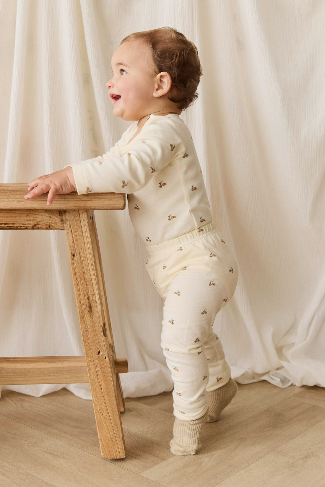 Organic Cotton Fernley Bodysuit - Forest Night Acorns Childrens Bodysuit from Jamie Kay USA