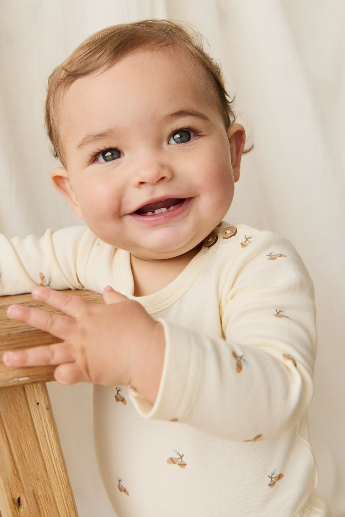 Organic Cotton Fernley Bodysuit - Forest Night Acorns Childrens Bodysuit from Jamie Kay USA