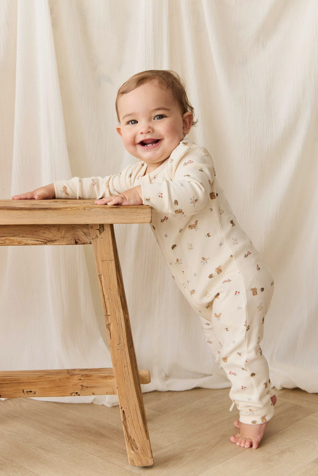 Organic Cotton Reese Zip Onepiece - Forest Gathering Childrens Onepiece from Jamie Kay USA