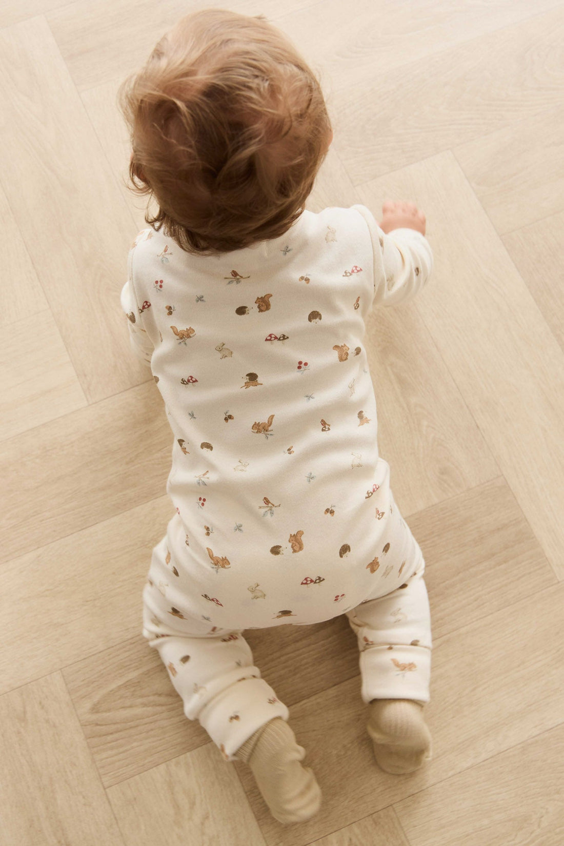 Organic Cotton Reese Zip Onepiece - Forest Gathering Childrens Onepiece from Jamie Kay USA