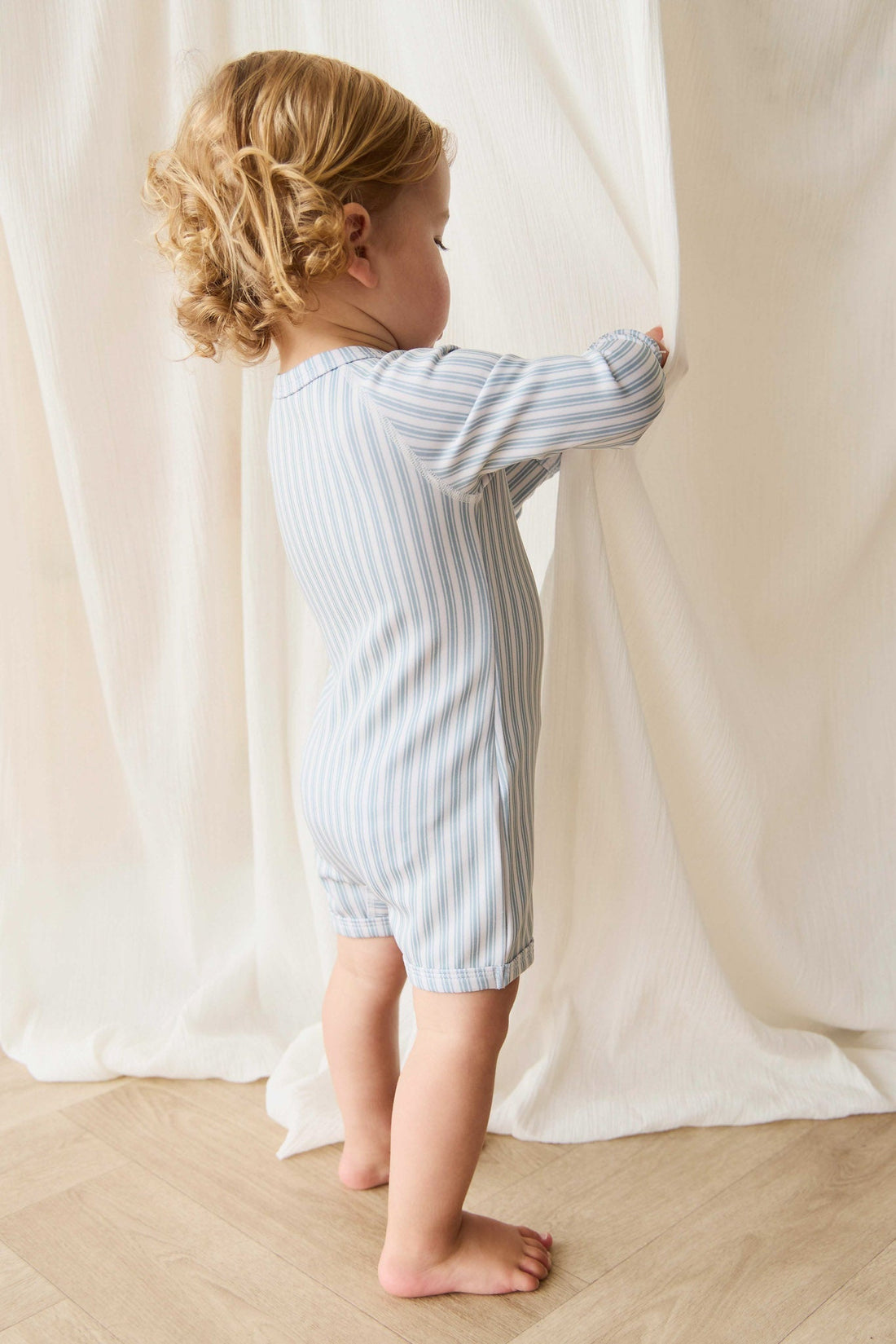 Florian Zip Swimsuit - Variegated Stripe Cenote Childrens Swimwear from Jamie Kay USA