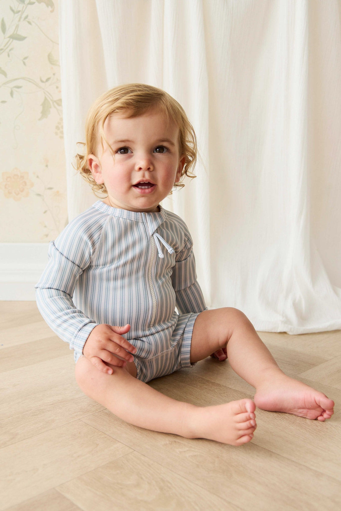 Florian Zip Swimsuit - Variegated Stripe Cenote Childrens Swimwear from Jamie Kay USA