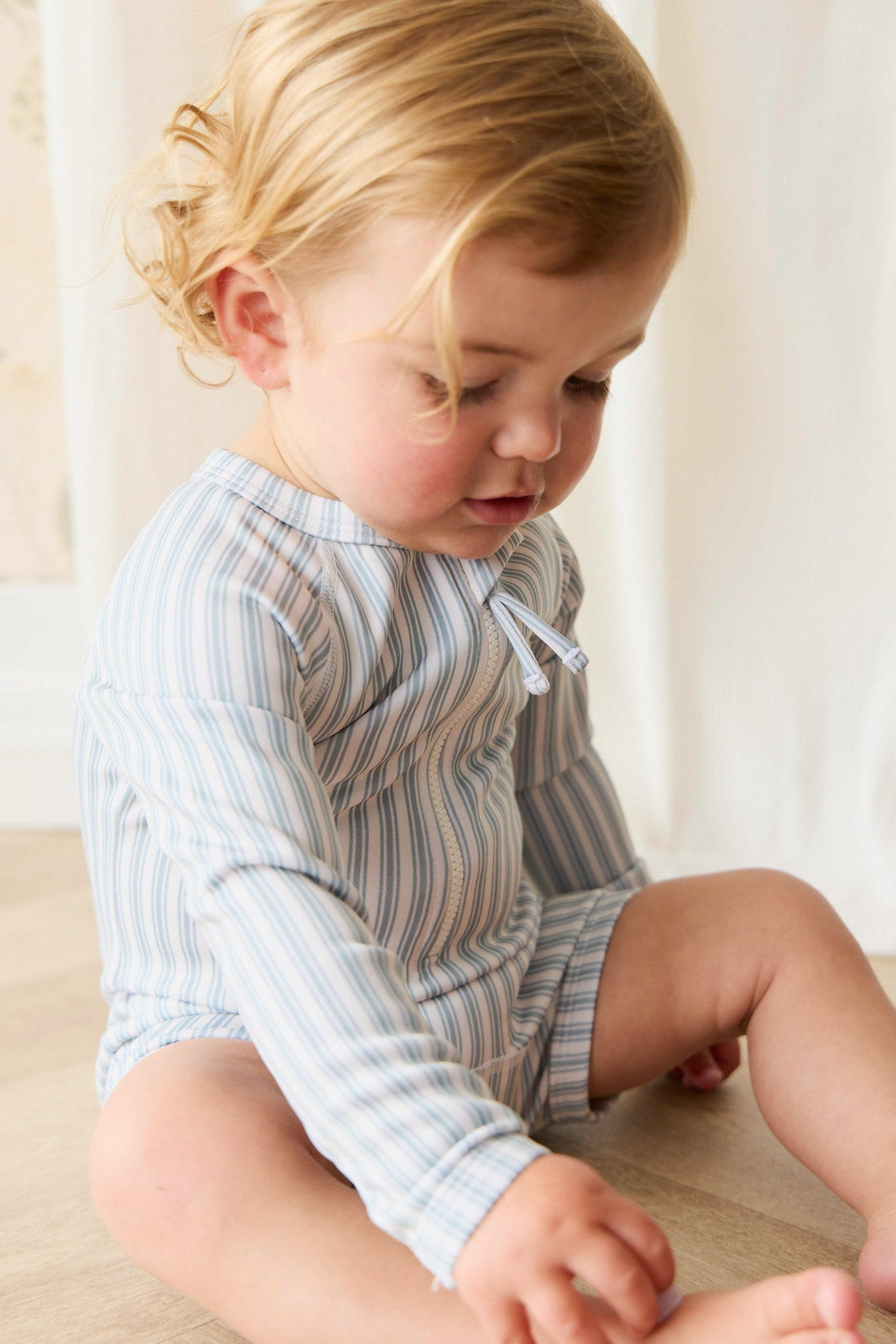 Florian Zip Swimsuit - Variegated Stripe Cenote Childrens Swimwear from Jamie Kay USA