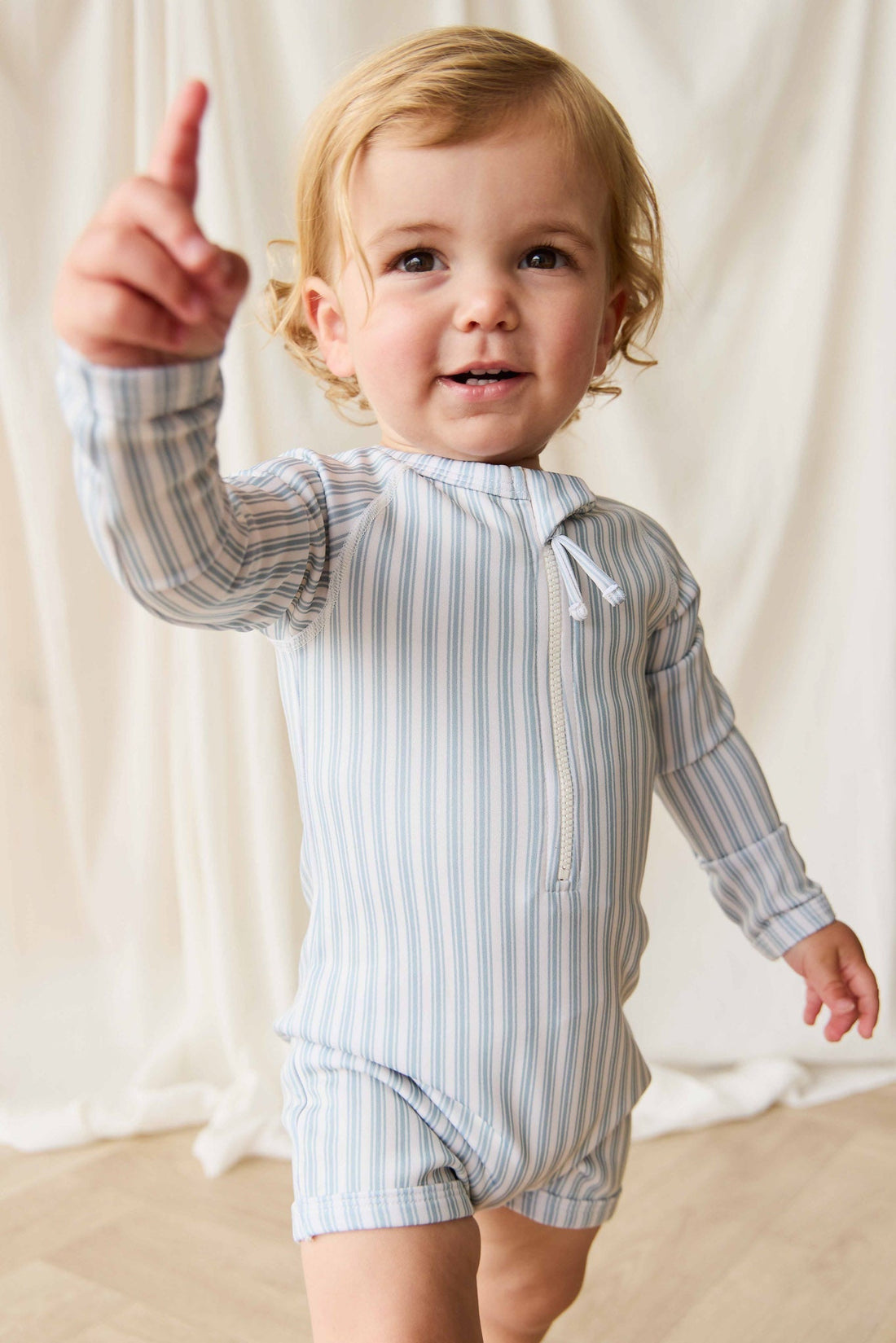 Florian Zip Swimsuit - Variegated Stripe Cenote Childrens Swimwear from Jamie Kay USA