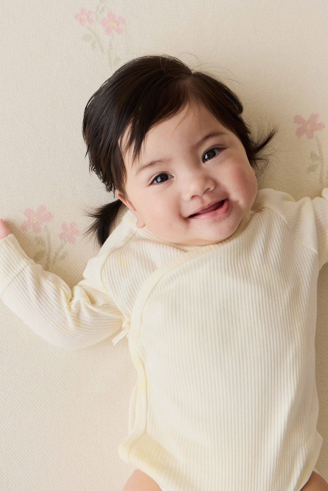 Organic Cotton Modal Marina Long Sleeve Bodysuit - Parchment Childrens Bodysuit from Jamie Kay USA