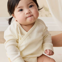 Organic Cotton Modal Marina Long Sleeve Bodysuit - Parchment Childrens Bodysuit from Jamie Kay USA