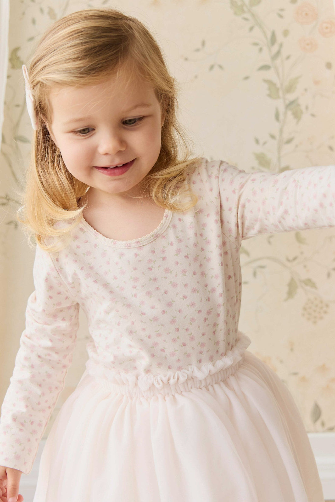 Organic Cotton Long Sleeve Top - Victoria Blush Childrens Top from Jamie Kay USA
