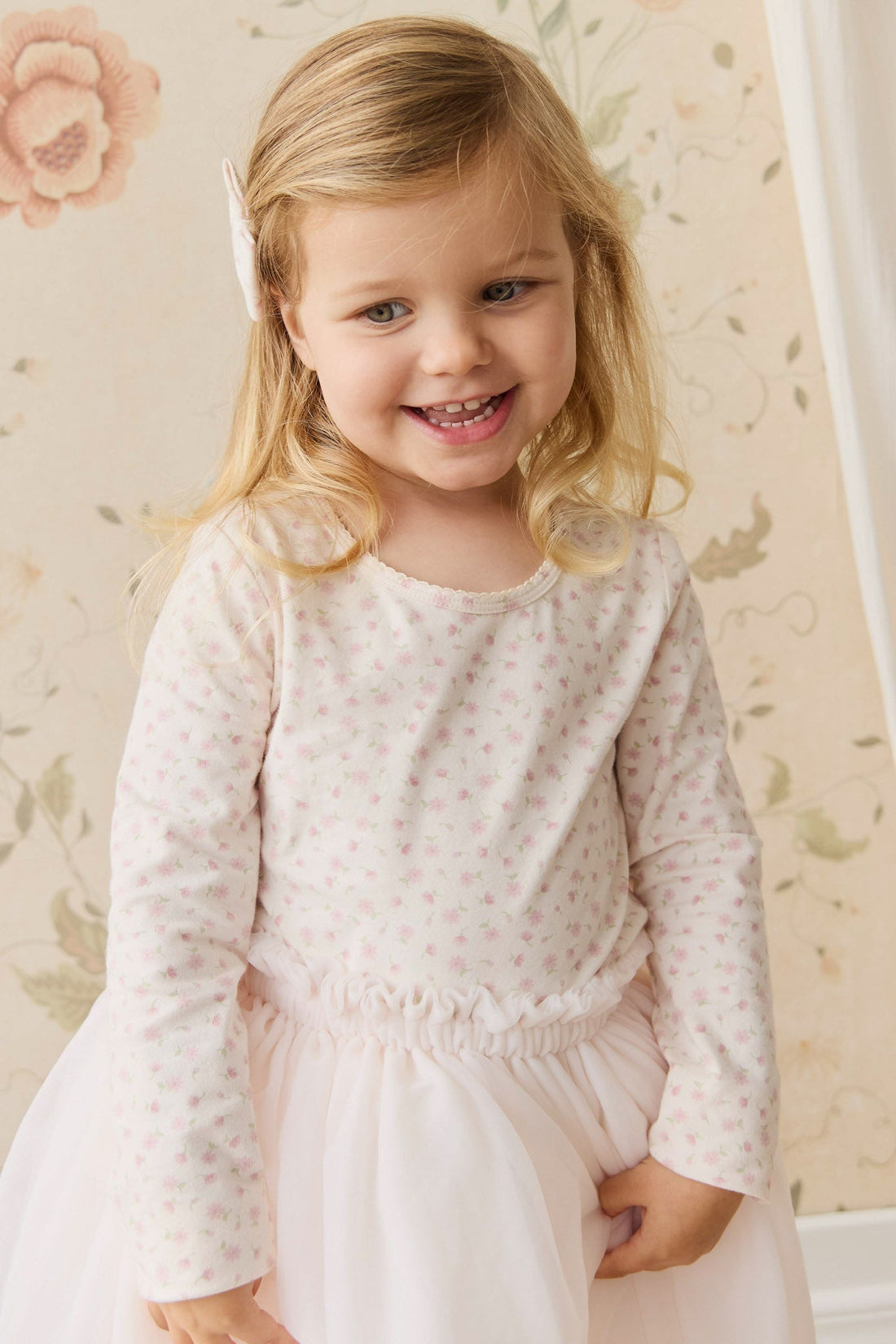 Organic Cotton Long Sleeve Top - Victoria Blush Childrens Top from Jamie Kay USA