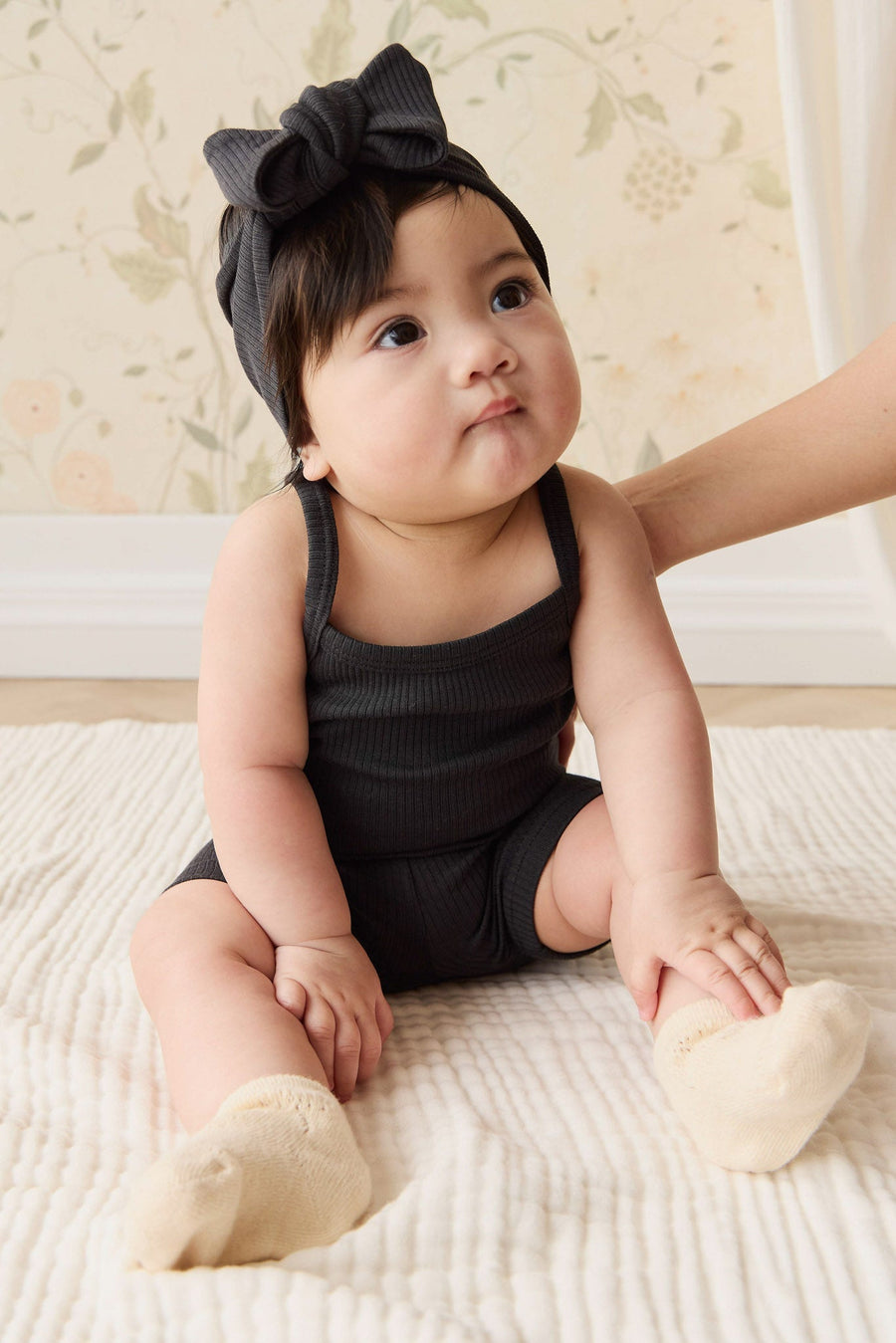 Organic Cotton Modal Singlet Bodysuit - Ebony Childrens Bodysuit from Jamie Kay USA