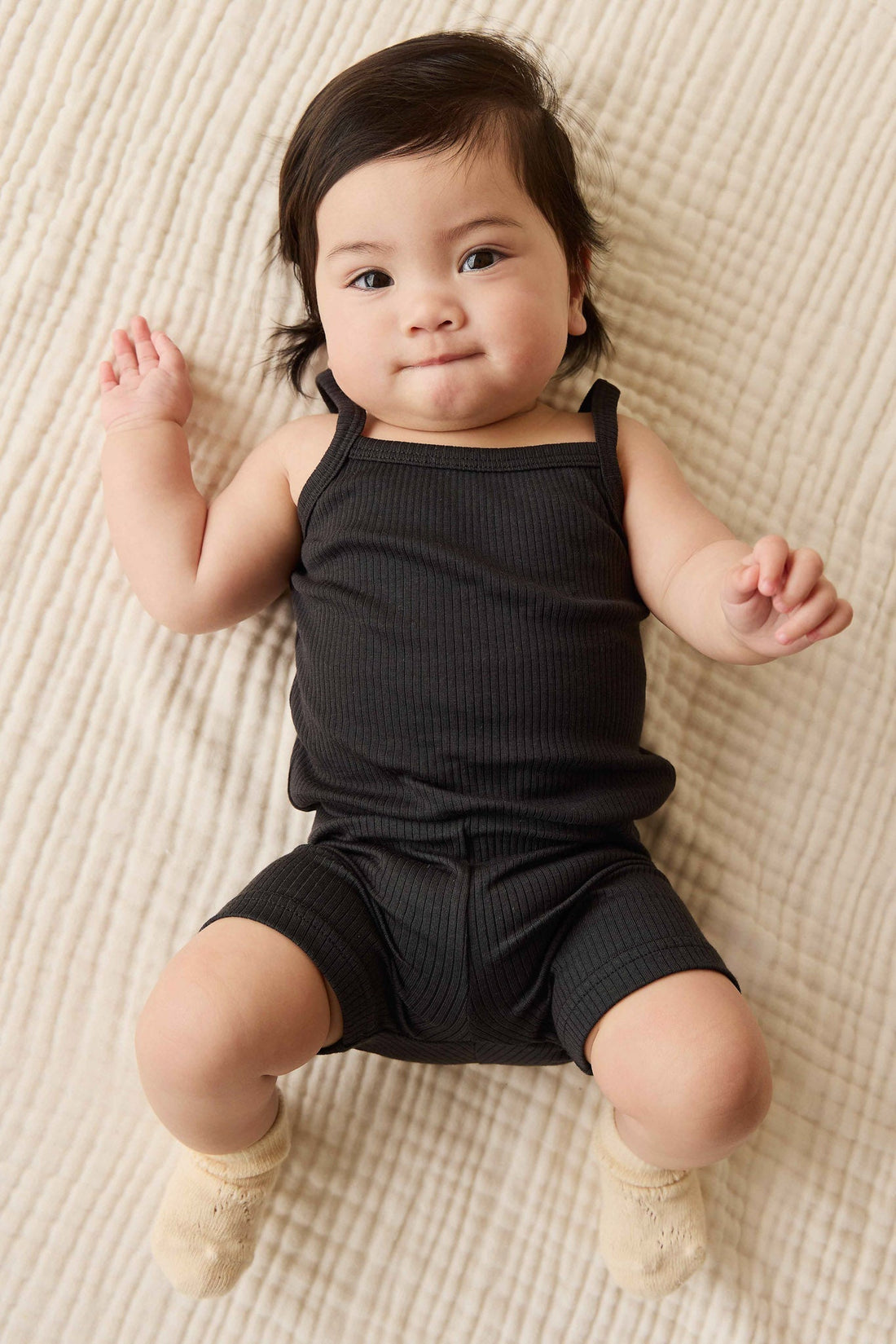 Organic Cotton Modal Singlet Bodysuit - Ebony Childrens Bodysuit from Jamie Kay USA