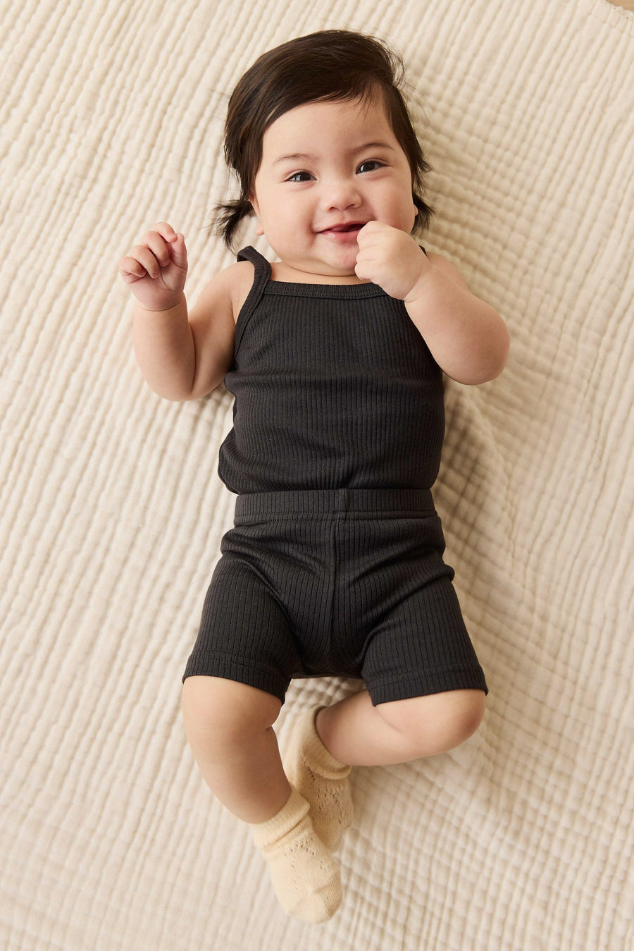Organic Cotton Modal Singlet Bodysuit - Ebony Childrens Bodysuit from Jamie Kay USA