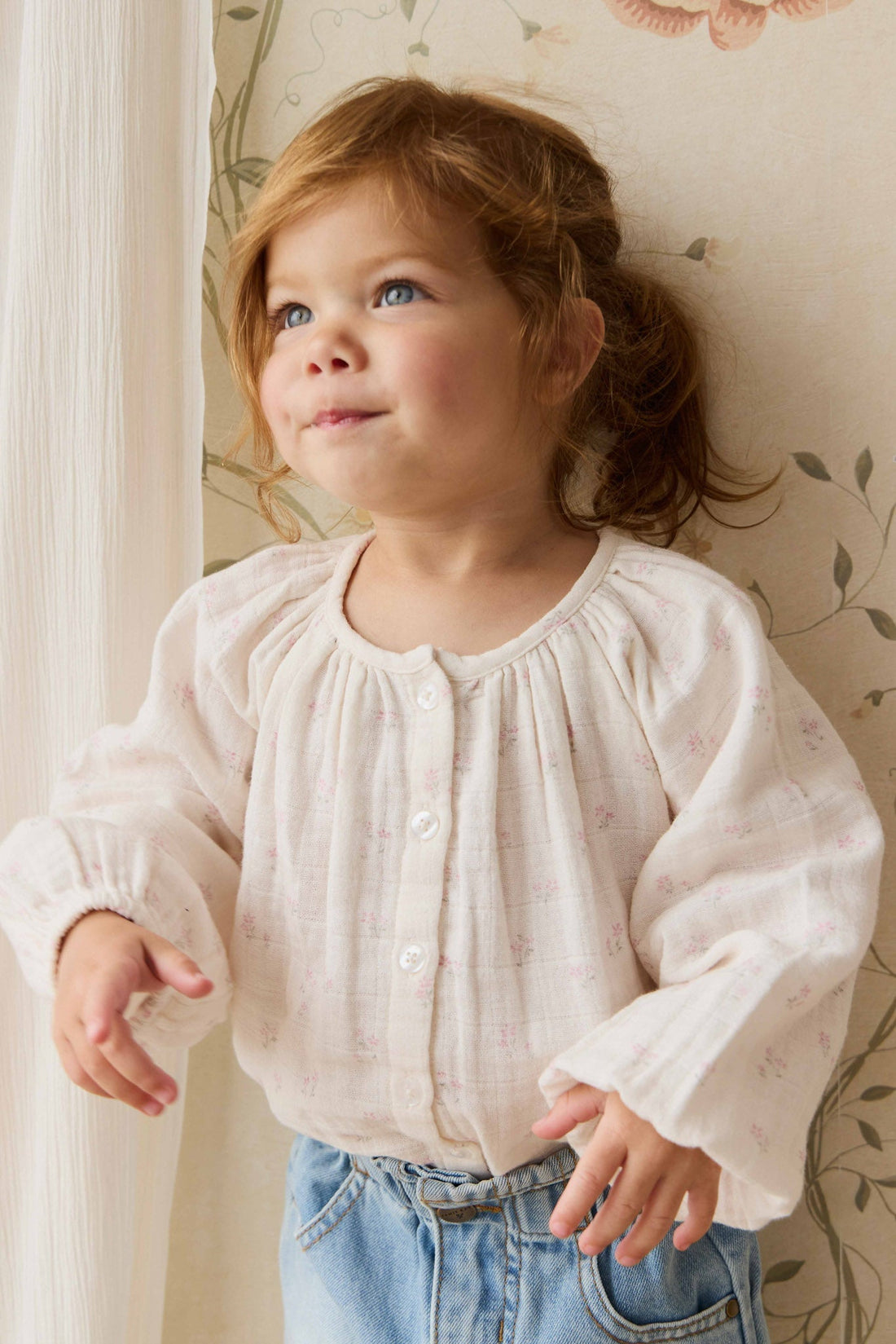 Organic Cotton Muslin Heather Blouse - Pauline Pink Childrens Top from Jamie Kay USA
