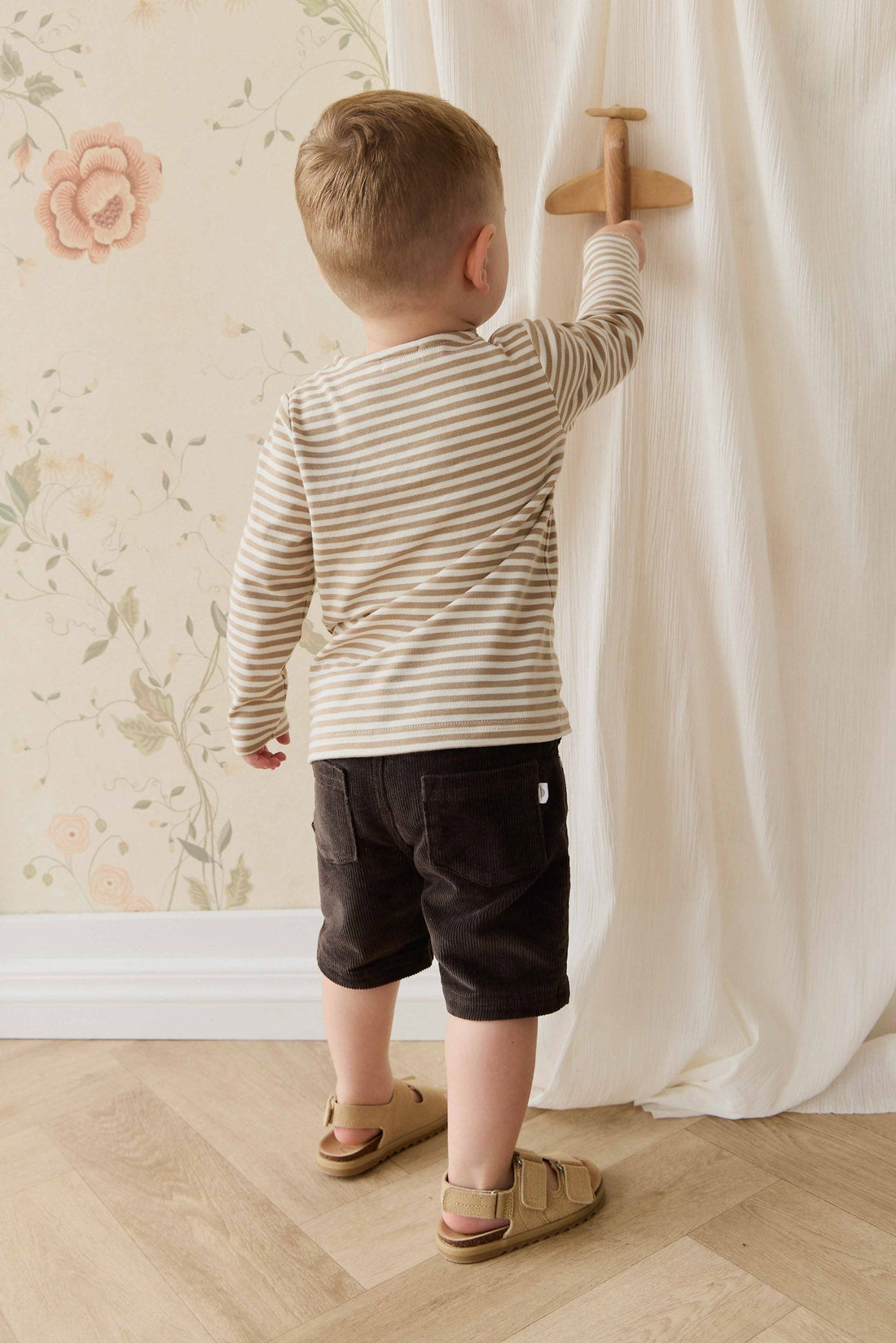 Pima Cotton Shae Top - Slim Stripe Brioche/Cloud Childrens Top from Jamie Kay USA