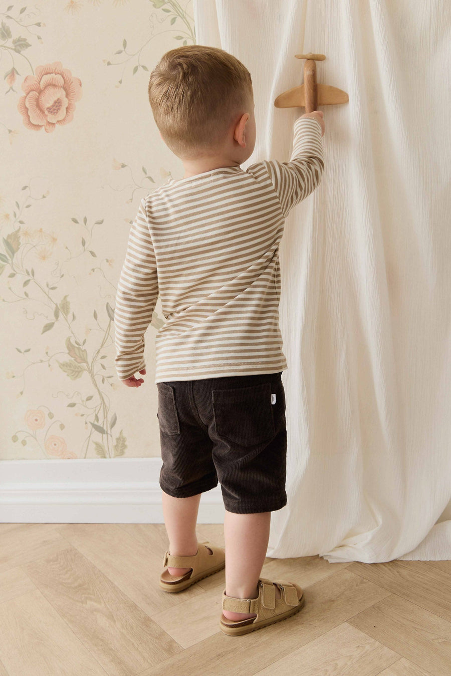 Pima Cotton Shae Top - Slim Stripe Brioche/Cloud Childrens Top from Jamie Kay USA