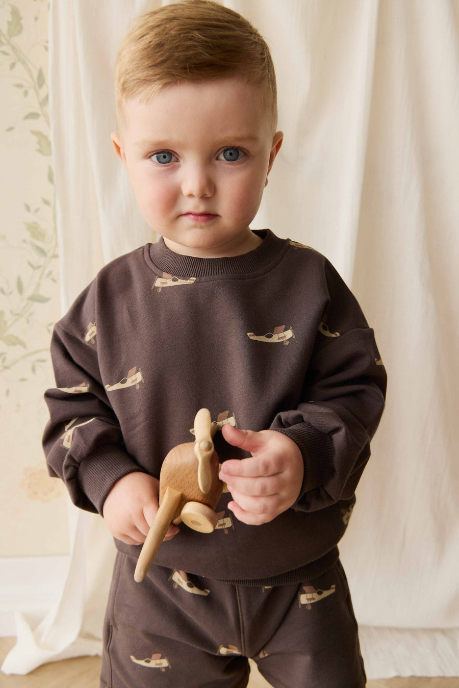 Organic Cotton Peyton Sweatshirt - Pilot Planes Bistre Childrens Top from Jamie Kay USA