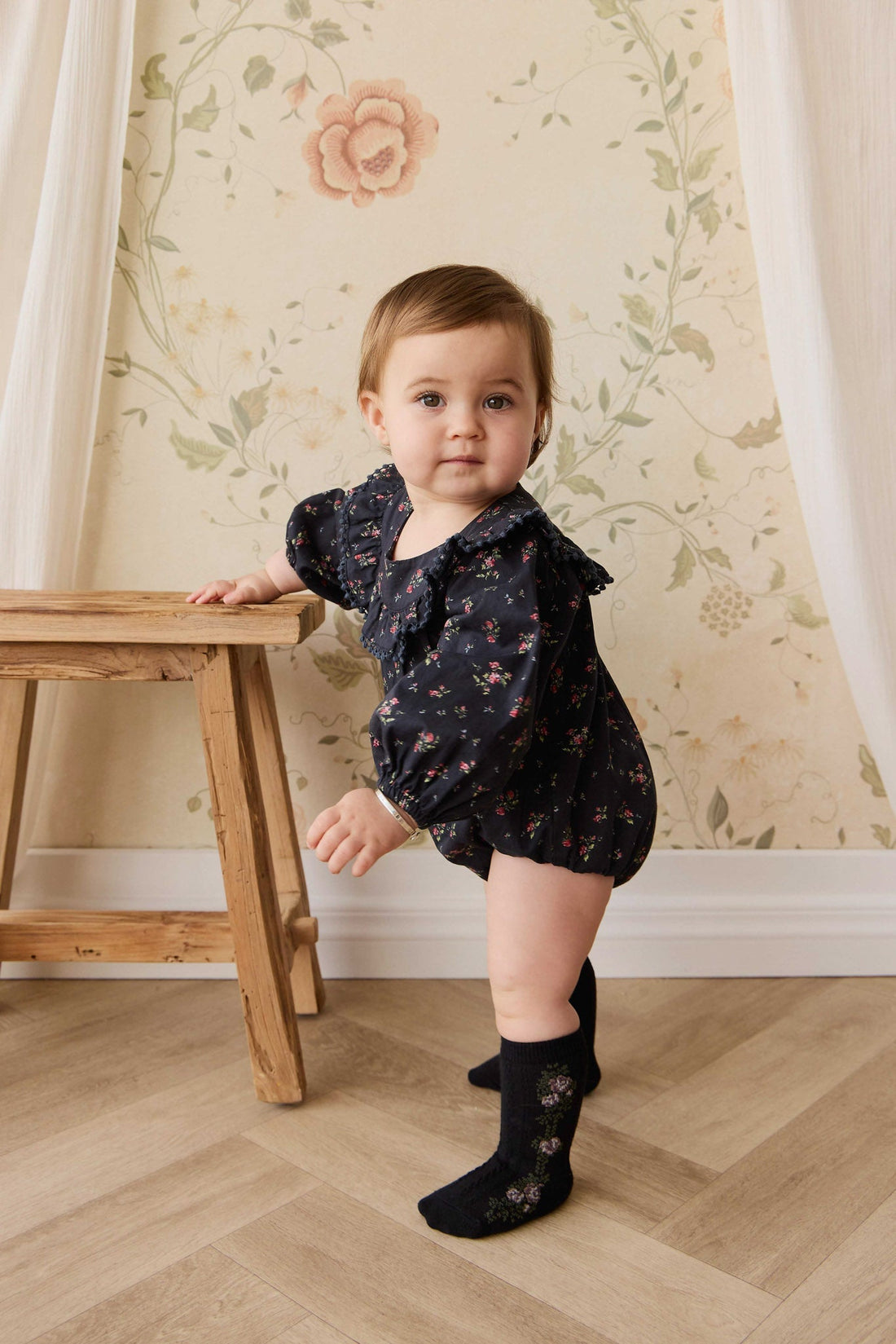 Organic Cotton Malia Playsuit - Bianca Noir Childrens Playsuit from Jamie Kay USA