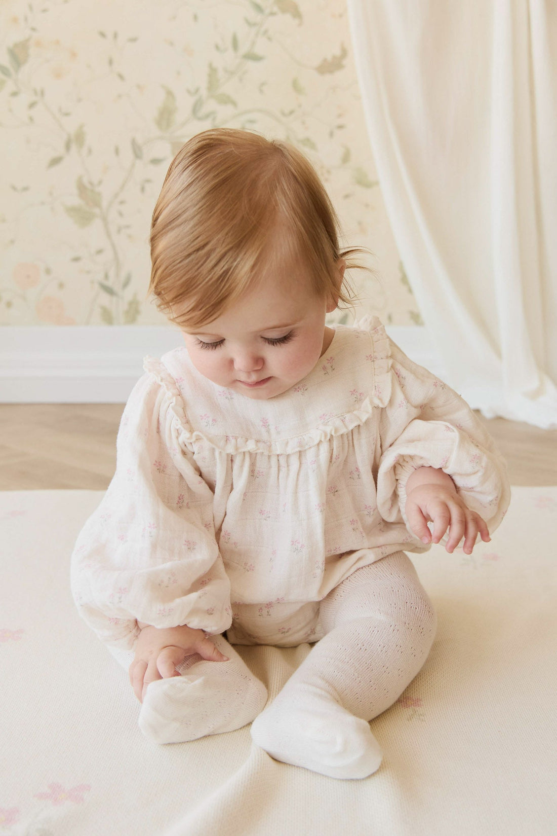 Organic Cotton Muslin Frances Playsuit - Pauline Pink Childrens Playsuit from Jamie Kay USA