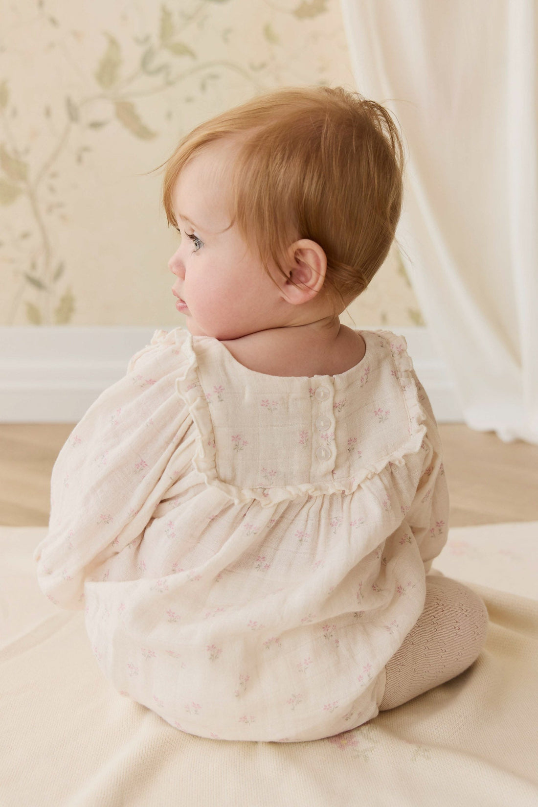 Organic Cotton Muslin Frances Playsuit - Pauline Pink Childrens Playsuit from Jamie Kay USA