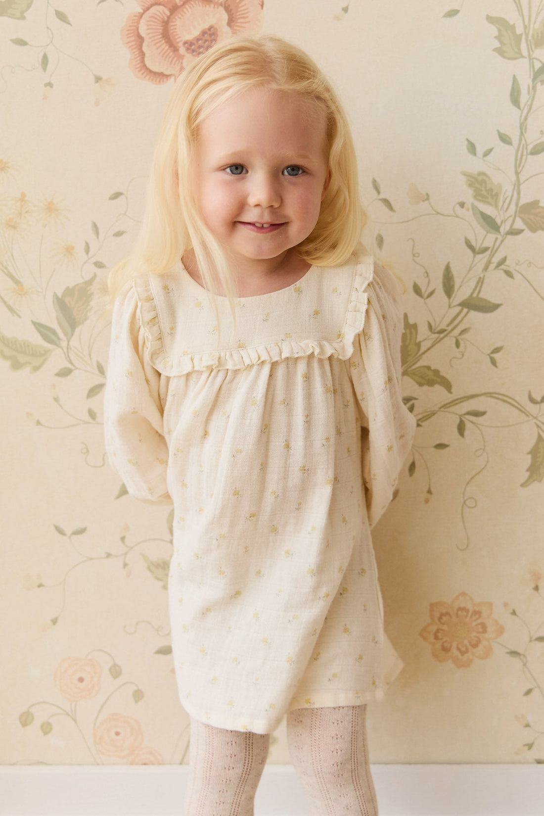 Organic Cotton Muslin Amira Dress - Vintage Ditsy Childrens Dress from Jamie Kay USA