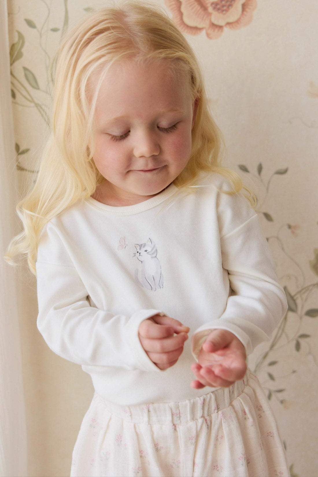 Pima Cotton Arnold Long Sleeve Top - Little Moon Parchment Childrens Top from Jamie Kay USA