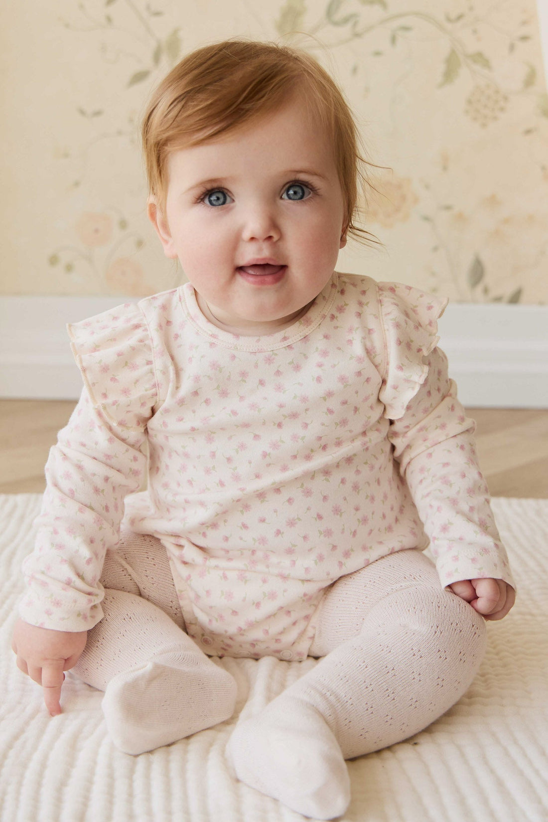Organic Cotton Kinley Playsuit - Victoria Blush Childrens Playsuit from Jamie Kay USA