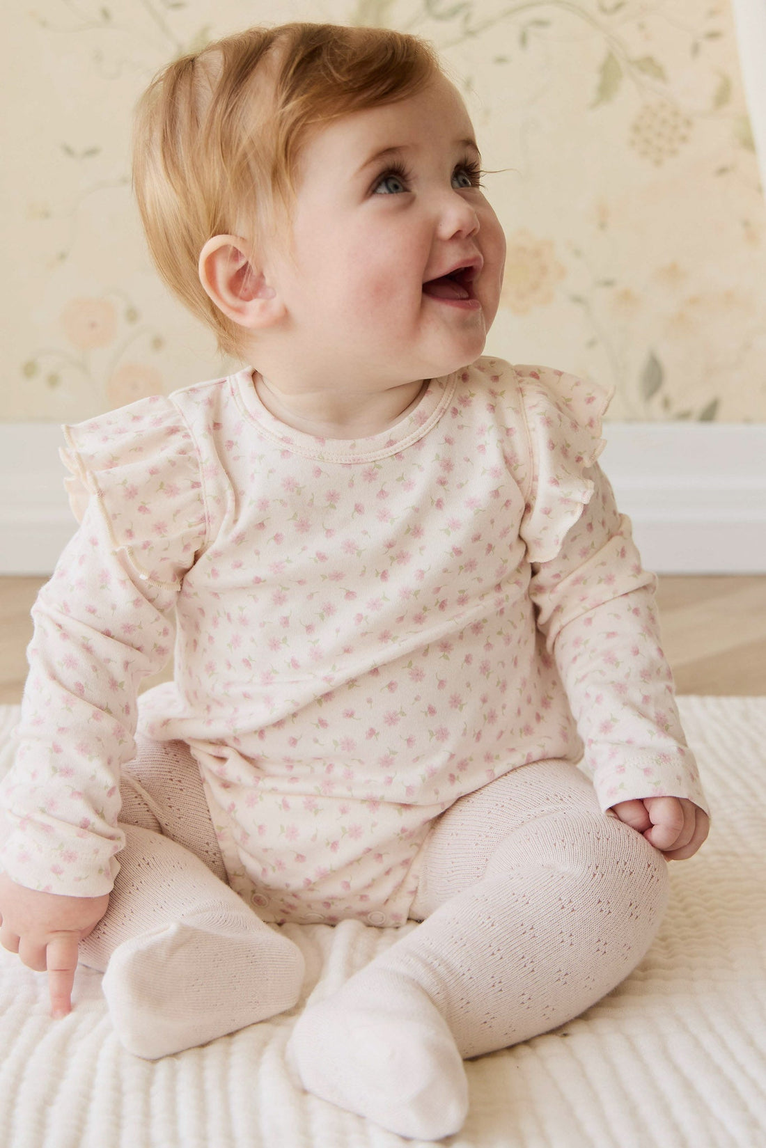 Organic Cotton Kinley Playsuit - Victoria Blush Childrens Playsuit from Jamie Kay USA